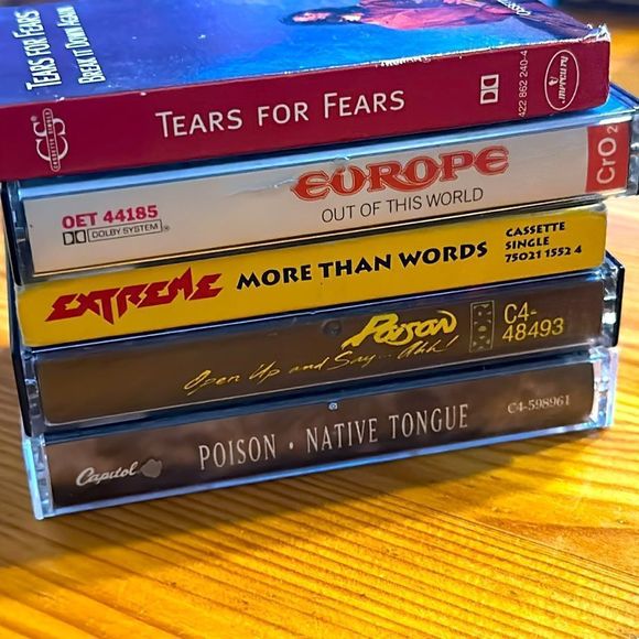 5pc Cassette Bundle: Poison, Europe, Extreme, Tears for Fears, 80s Tapes - Picture 3 of 8